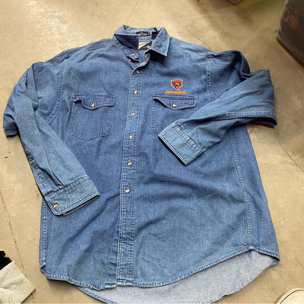 NFL Bears Single Stitch Denim Shirt Size XL